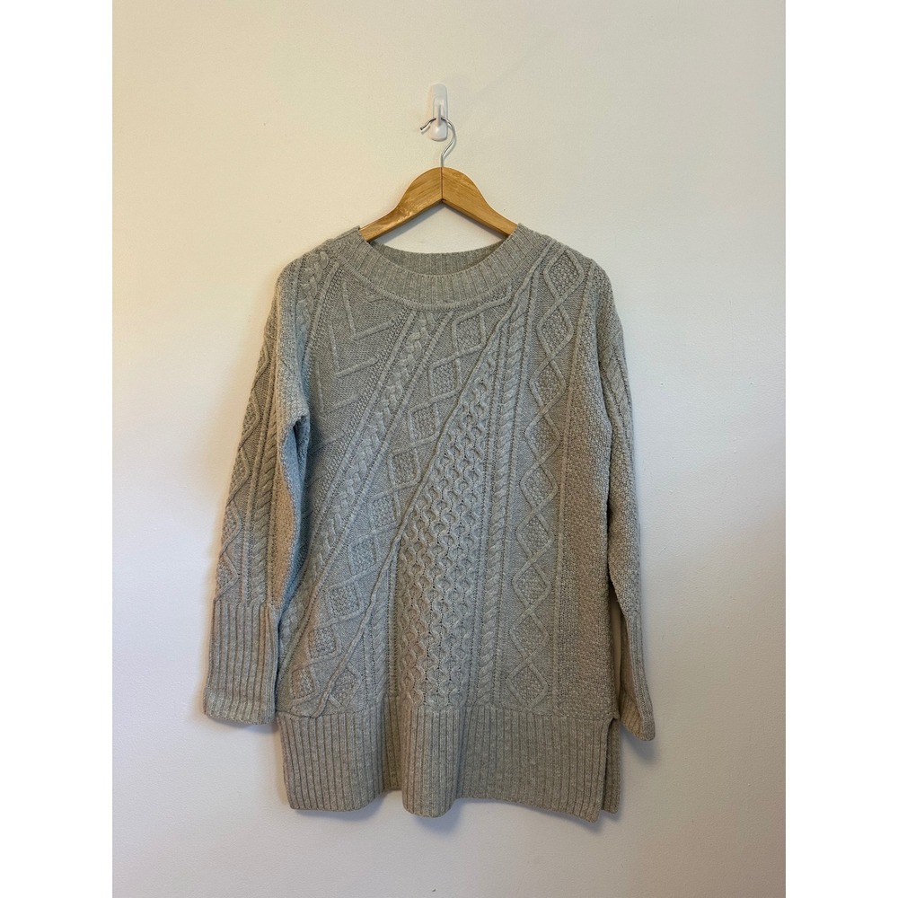 J. Crew Gray Wool Blend Cable Knit Tunic Sweater | Size Small